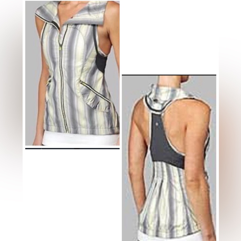 NWOT- Lululemon Run Reflective Full Zip Vest in Citron Ombré Stripes (Size 6)